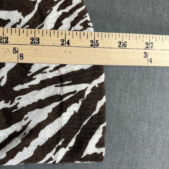 Chico's Cardigan Sweater Womens Size 2 US Large Brown White‎ Zebra Striped Open - Picture 9 of 10